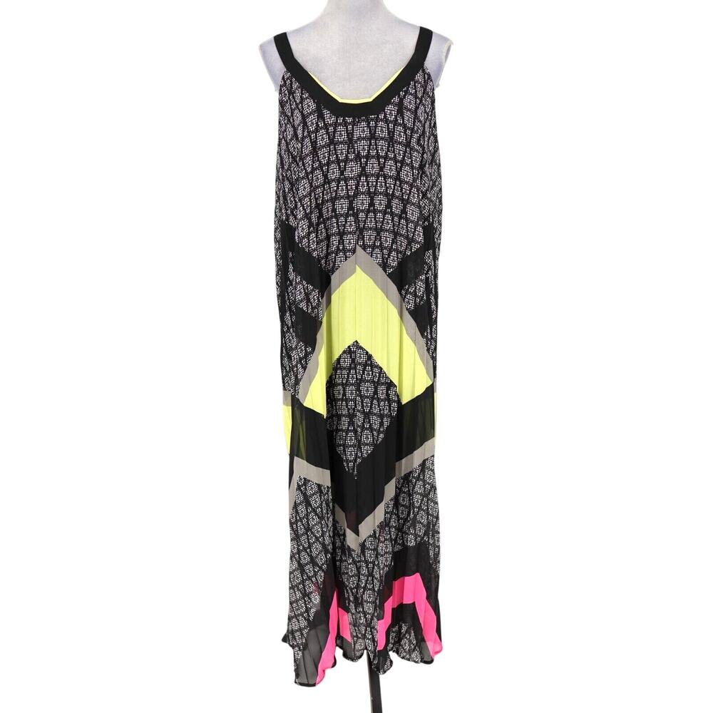 Lane Bryant Dress Plus Size 18 20 Maxi Black Yellow Gray Loose Fit Resort Beach